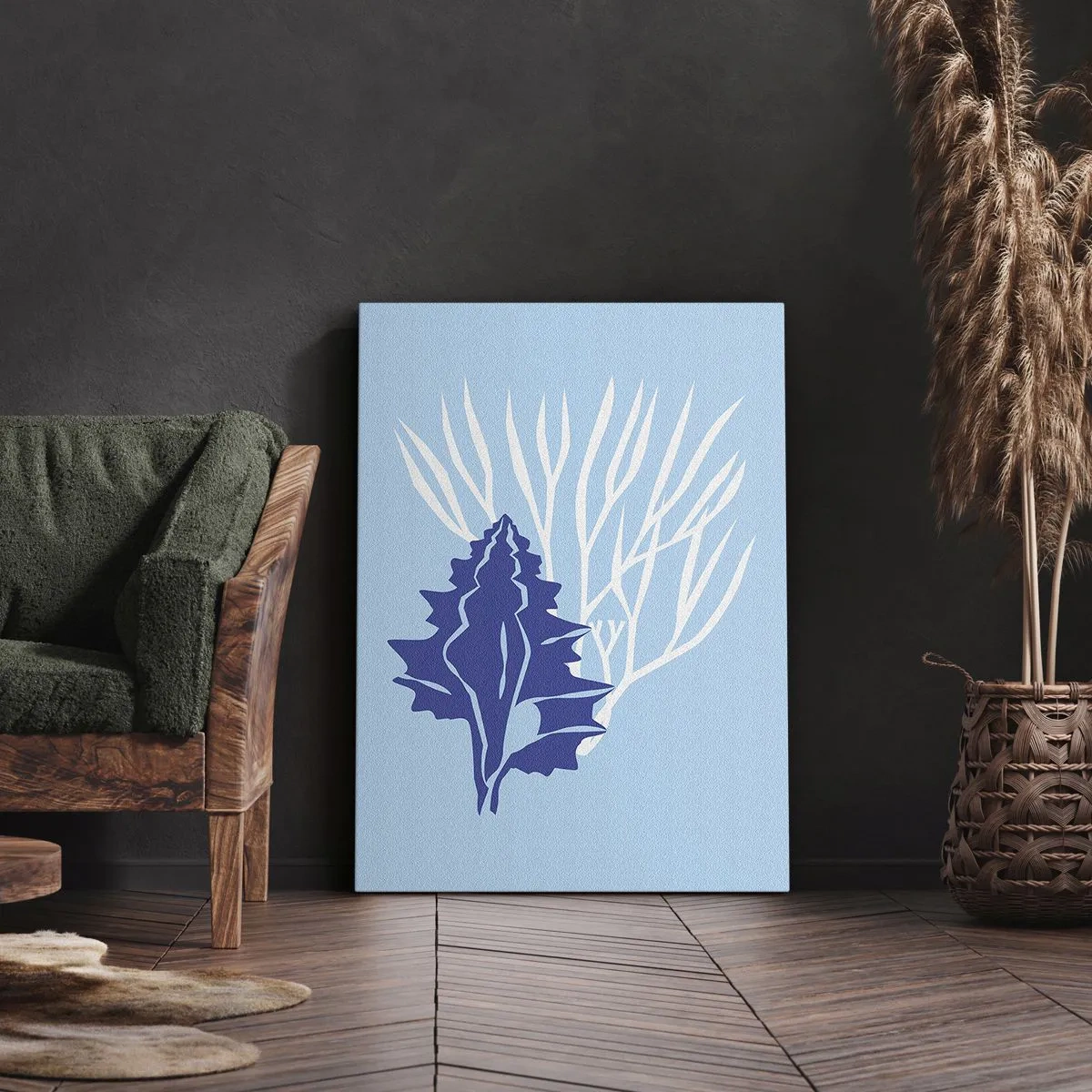 Obraz na płótnie - Liściaste formy - 45x80 cm