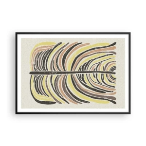 Plakat w czarnej ramie - Abstrakcyjny motyw liścia w odcieniach ziemi - 100x70cm - Abstrakcja pełna życia - Nowoczesna dekoracja ścienna do salonu i sypialni ARTTOR