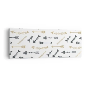 Obraz na płótnie - Minimalistyczny wzór ze strzałami w beżowej i szarej kolorystyce - 140x50cm - Sen łucznika - Nowoczesna dekoracja ścienna do salonu i sypialni ARTTOR
