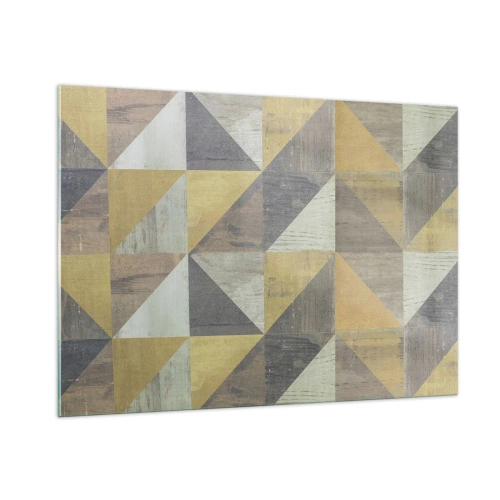 Obraz na szkle - Geometryczny wzór z trójkątów w stonowanych barwach - 100x70cm - Pod kątem trójkąta - Nowoczesna dekoracja ścienna do salonu, kuchni i sypialni ARTTOR