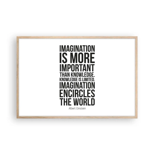 Plakat w ramie jasny dąb - Einstein o mocy wyobraźni - 91x61 cm