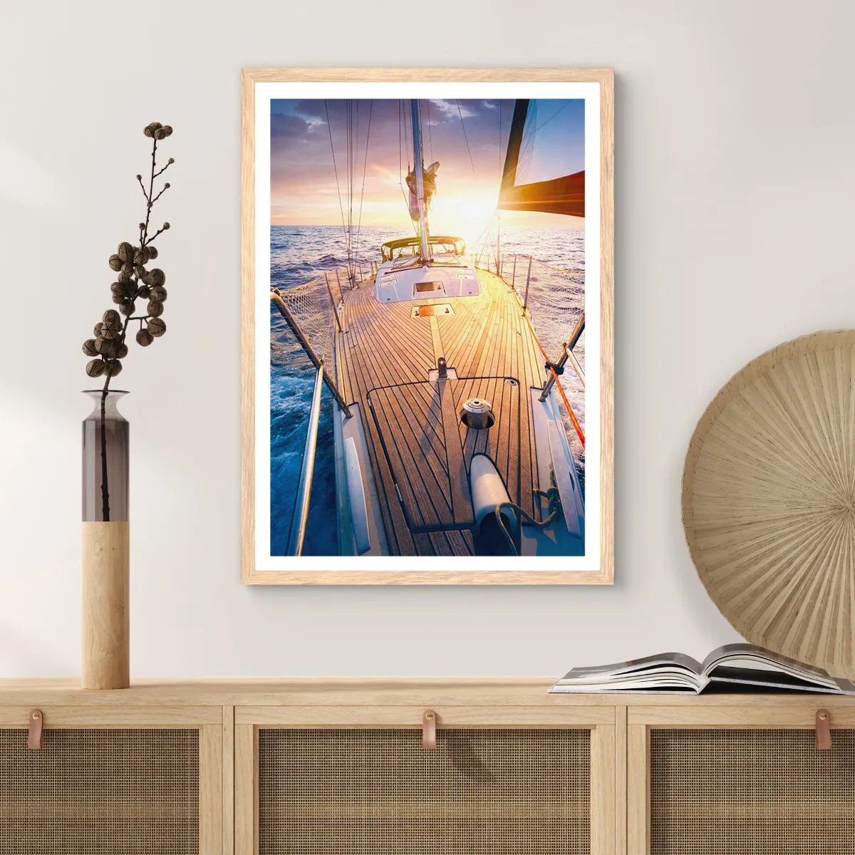 Plakat w ramie jasny dąb - Biegnąca po falach - 50x70 cm