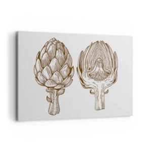 Obraz na płótnie - Rysunek artystyczny karczocha w stylu vintage - 120x80cm - Lekcja anatomii - Nowoczesna dekoracja ścienna do salonu, kuchni i sypialni ARTTOR