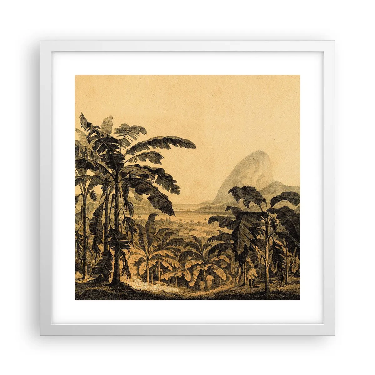 Plakat w białej ramie - w kolonialnym klimacie - 40x40 cm