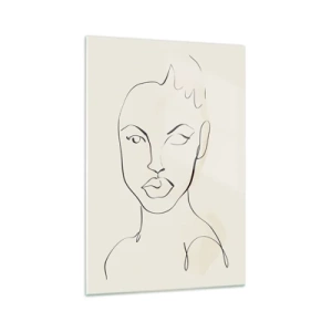 Obraz na szkle - Minimalistyczny szkic twarzy kobiety - 70x100cm - Zarys zmysłowości - Nowoczesna dekoracja ścienna do salonu i sypialni ARTTOR