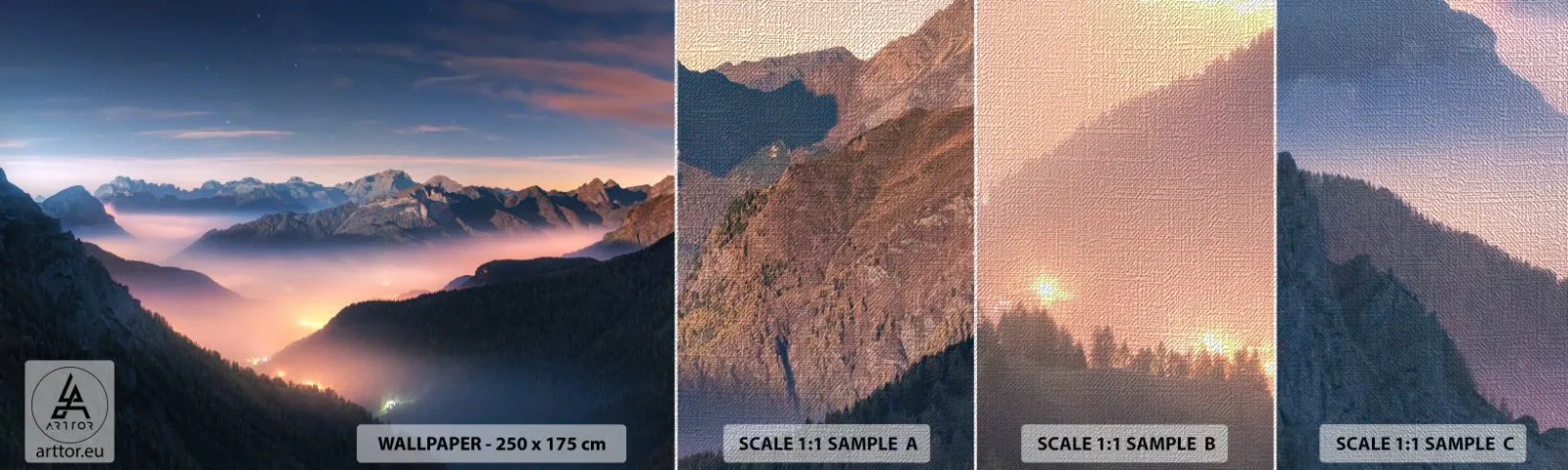 Fototapeta Próbka Premium Canvas - Światło w dolinach - Krajobraz, Góry, Las - 100x30 cm