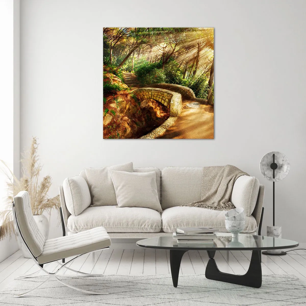 Obraz na szkle - Prosto z mostku w baśniowy las - 30x30 cm