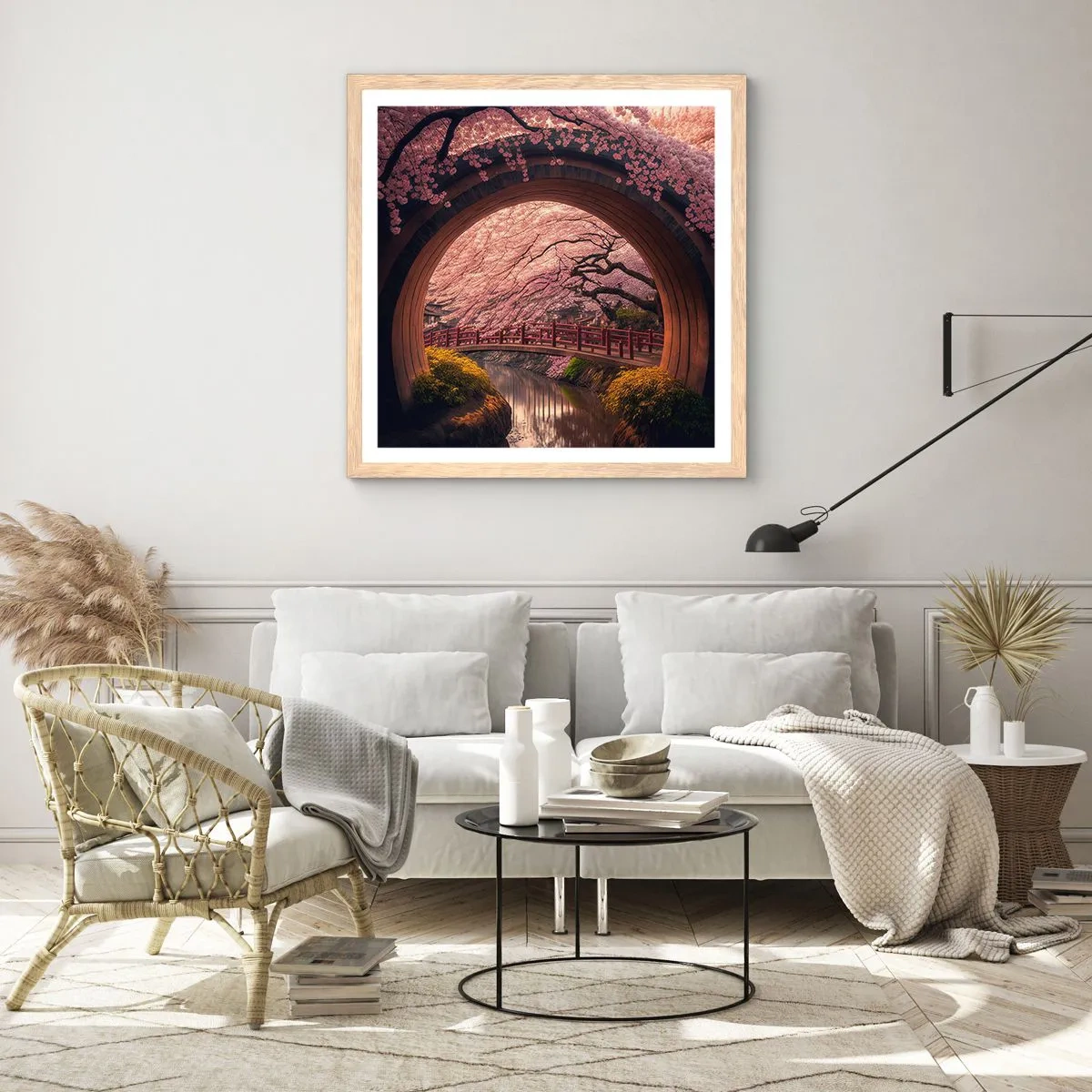 Plakat w ramie jasny dąb - Japońska wiosna - 40x40 cm