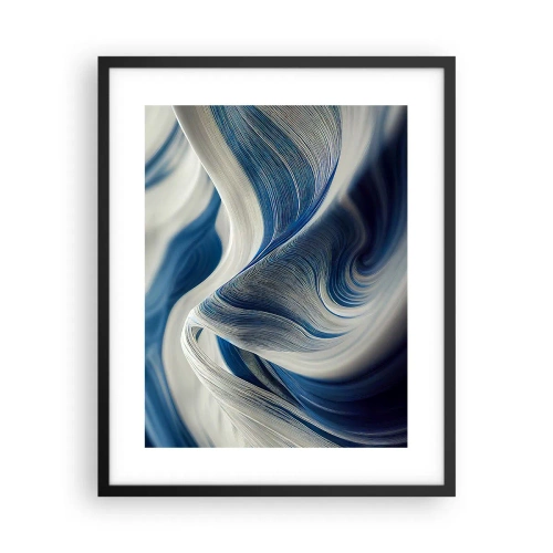 Plakat w czarnej ramie - Płynność błękitu i bieli - 40x50 cm