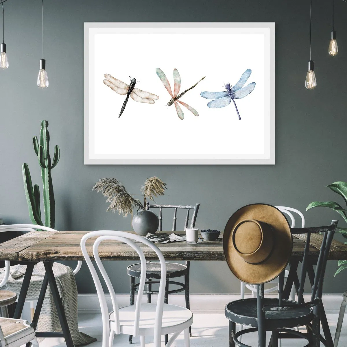 Plakat w białej ramie - Ważki nieważkie - 100x70 cm