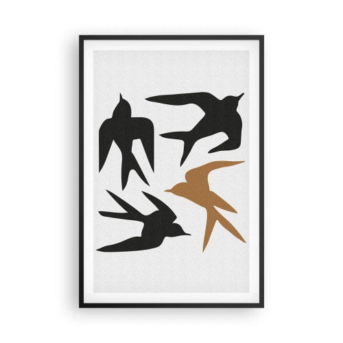 Plakat w czarnej ramie - Jaskółcze zabawy - 61x91 cm