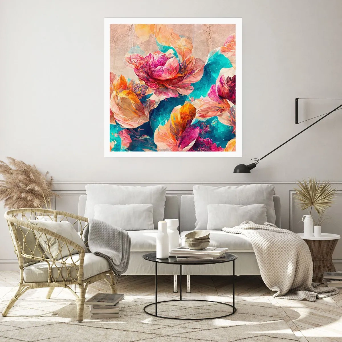 Plakat - Barwny przepych bukietu - 30x30 cm