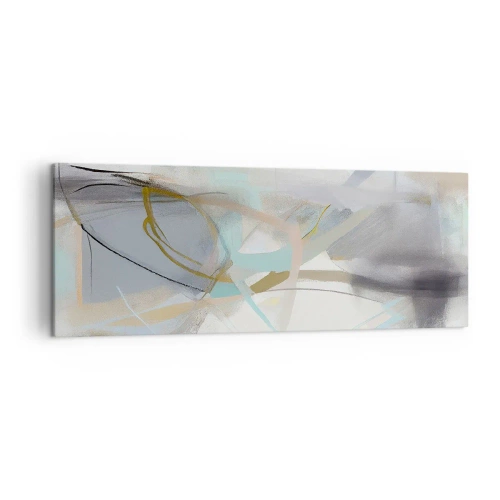 Obraz na płótnie - Pastelowa abstrakcja z delikatnymi liniami - 140x50cm - Abstrakcja zamglona - Nowoczesna dekoracja ścienna do salonu i sypialni ARTTOR