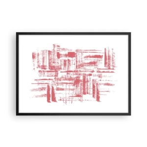 Plakat w czarnej ramie - Abstrakcyjne różowe tekstury na białym tle - 70x50cm - Czerwone miasto - Nowoczesna dekoracja ścienna do salonu i sypialni ARTTOR