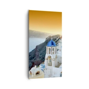 Obraz na płótnie - Santorini - przytulone do skał - 65x120 cm