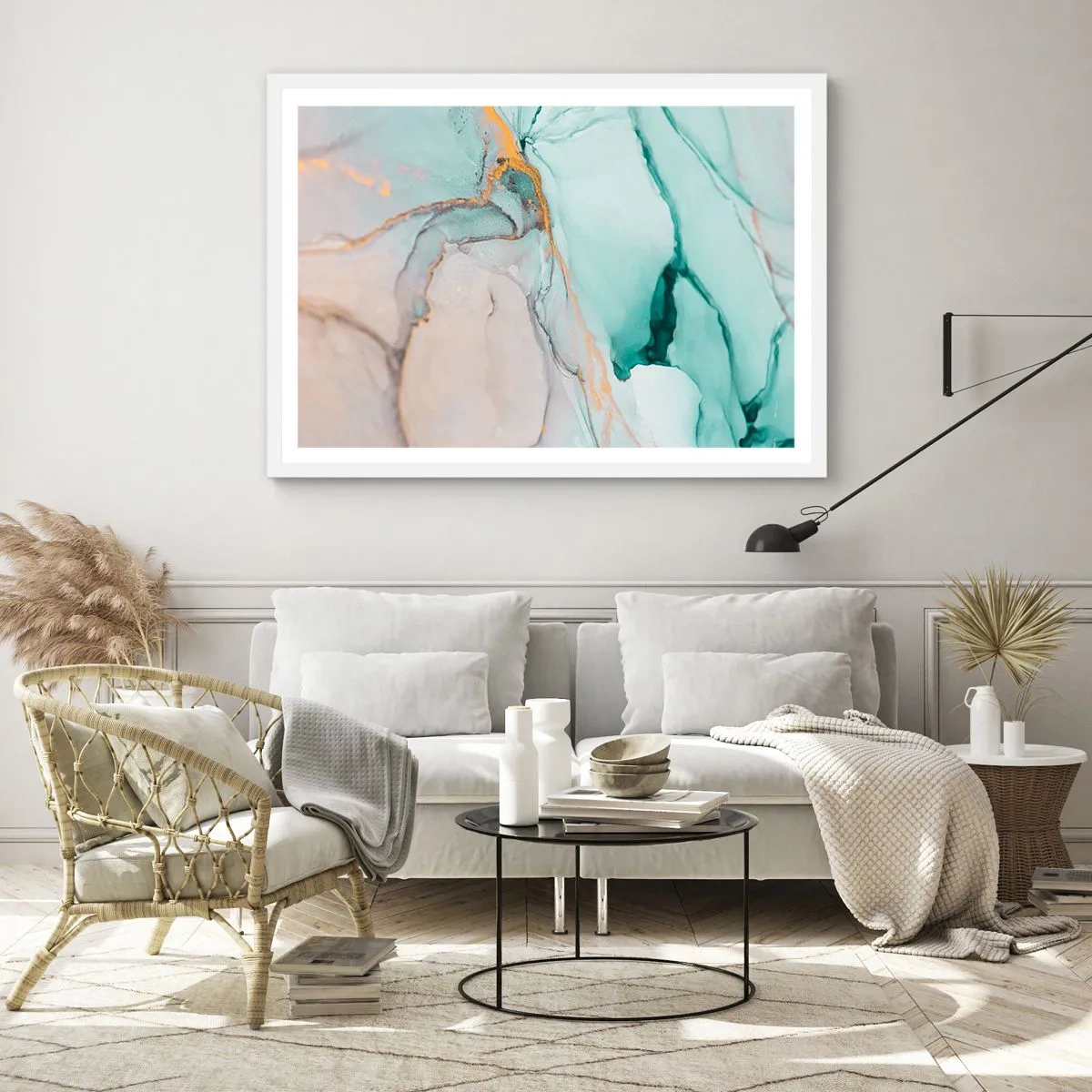 Plakat w białej ramie - Taniec kształtów i barw - 91x61 cm