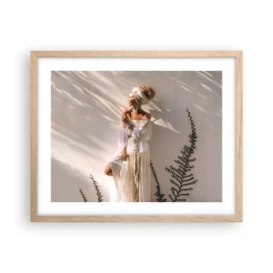 Plakat w ramie jasny dąb - Słońce i dziewczyna - 50x40 cm