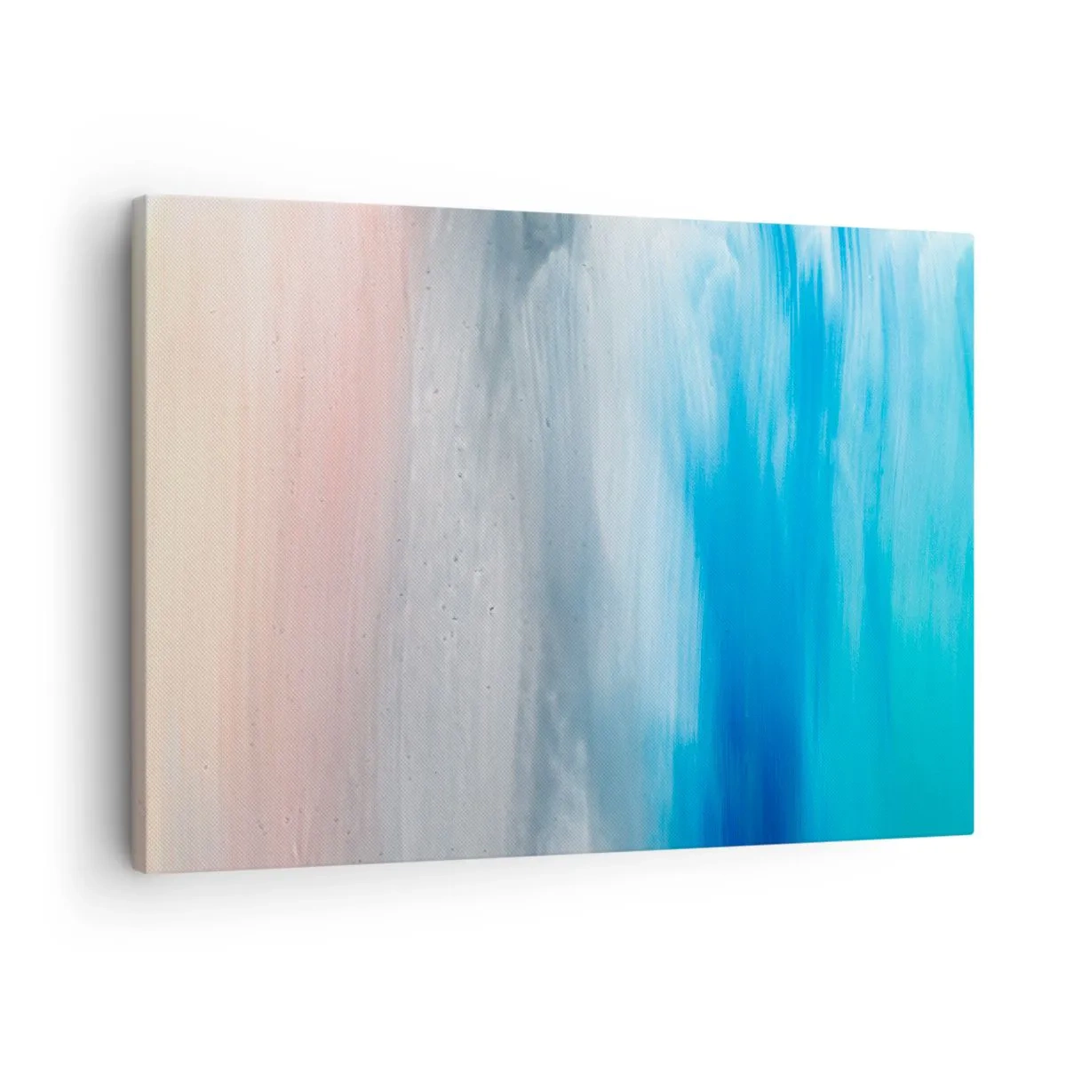 Obraz na płótnie - Abstrakcyjne pociągnięcia pędzla w odcieniach błękitu i różu - 70x50cm - Żywioły: powietrze - Nowoczesna dekoracja ścienna do salonu i sypialni ARTTOR