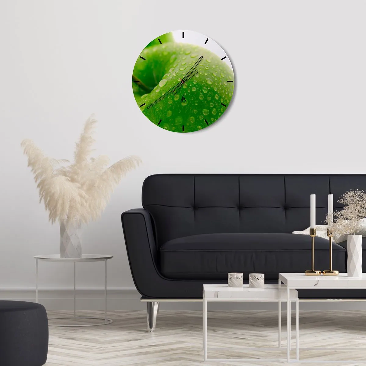 Zegar ścienny - Zielona chłodna świeżość - 40x40 cm