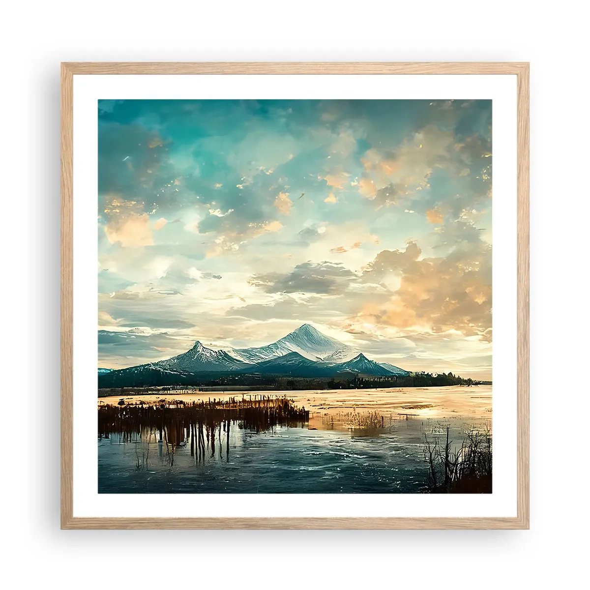Plakat w ramie jasny dąb - Pod opieką nieba - 60x60 cm