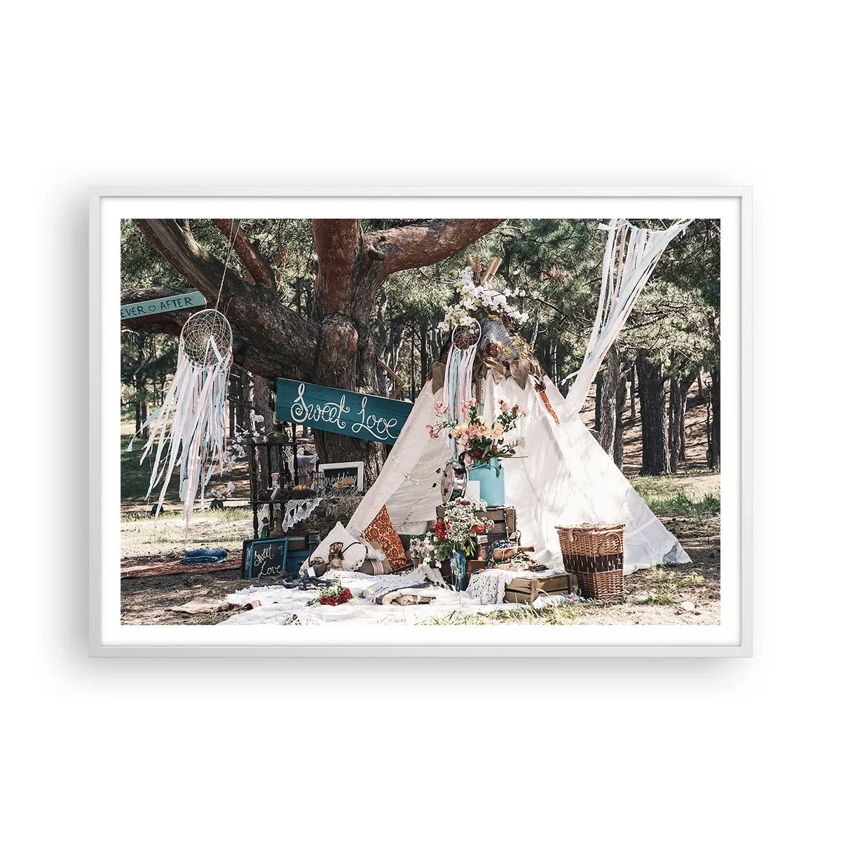 Plakat w białej ramie - Make love… - 100x70 cm