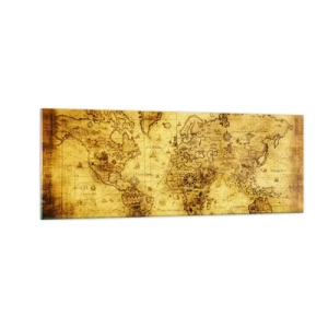 Obraz na szkle - Starożytna mapa świata w stylu vintage - 140x50cm - Dziwny jest ten świat - Nowoczesna dekoracja ścienna do salonu i sypialni ARTTOR