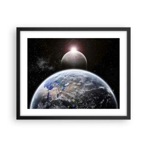 Plakat w czarnej ramie - Pejzaż kosmiczny - wschód słońca - 50x40 cm