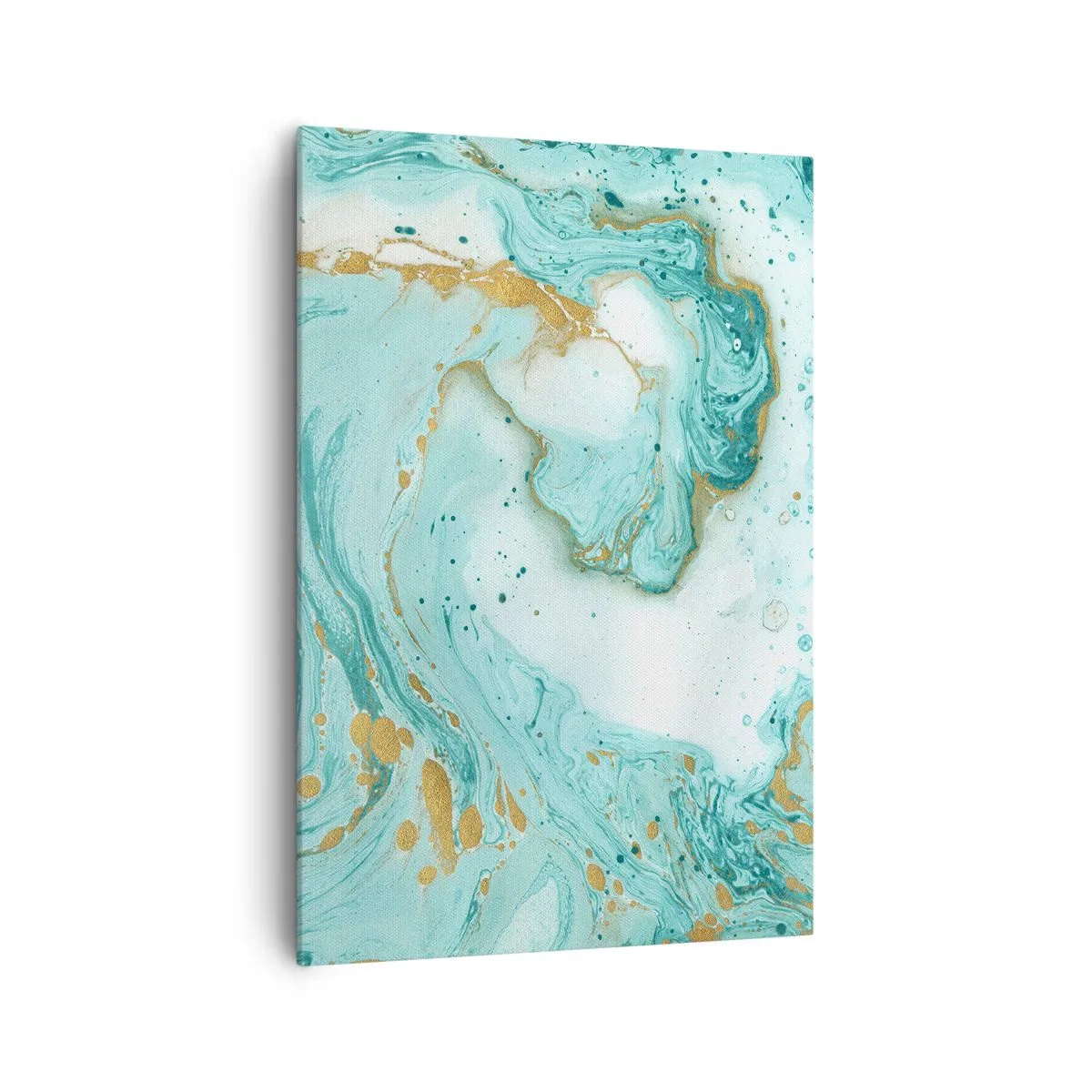 Obraz na płótnie - Turkusowy marmur z akcentami złota w abstrakcyjnej kompozycji - 70x100cm - Pod wielką falą z epoki Edo - Nowoczesna dekoracja ścienna do salonu i sypialni ARTTOR