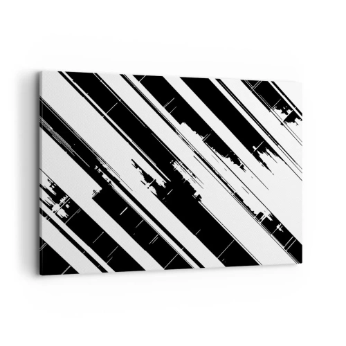 Obraz na płótnie - Czarno-białe linie i geometryczne wzory w nowoczesnym stylu - 100x70cm - Kompozycja intensywna i dynamiczna - Nowoczesna dekoracja ścienna do salonu, kuchni i sypialni ARTTOR