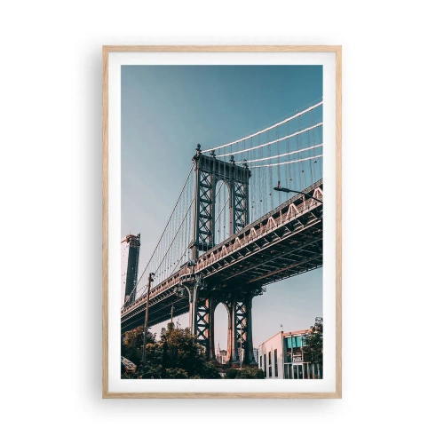 Plakat w ramie jasny dąb - Nad falami miasta - 61x91 cm