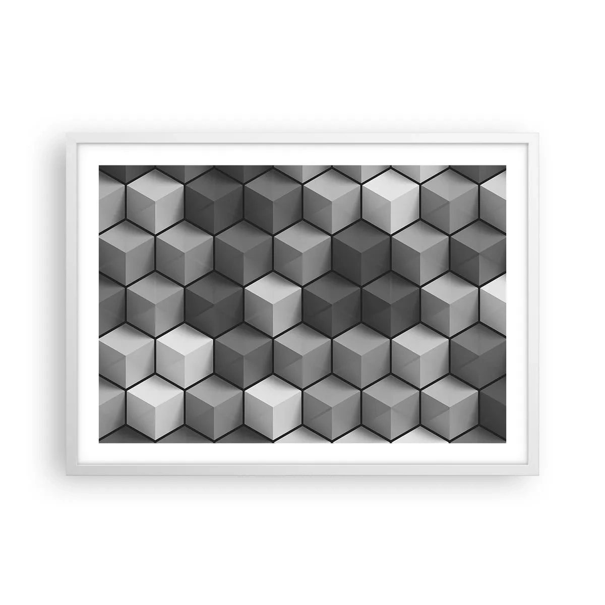 Plakat w białej ramie - Kubistyczna układanka - 70x50 cm