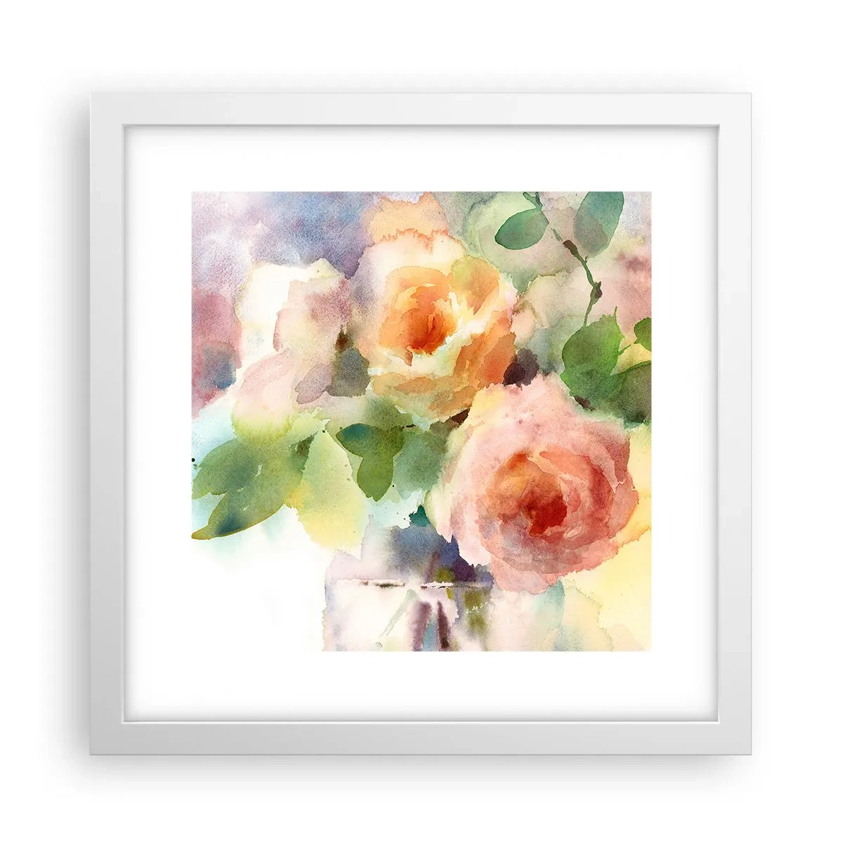 Plakat w białej ramie - Delikatne jak akwarela - 30x30 cm