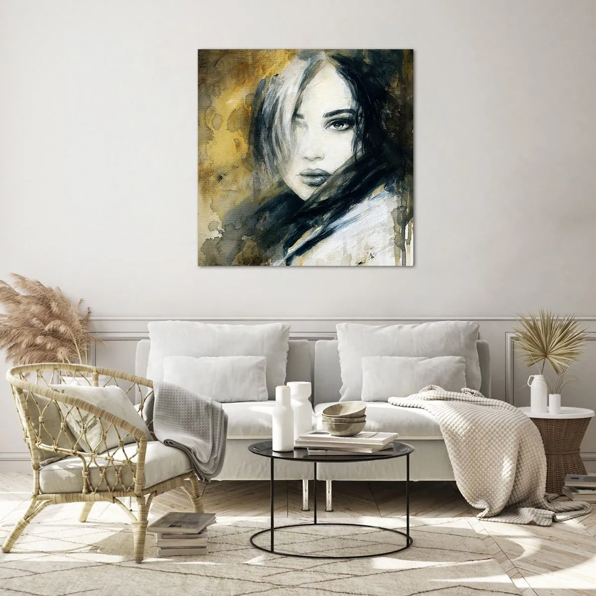 Obraz na szkle - bardziej niewinna czy zmysłowa? - 50x50 cm