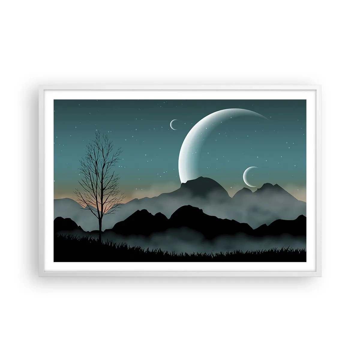 Plakat w białej ramie - Karnawał gwiaździstej nocy - 91x61 cm