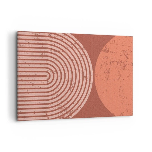 Obraz na płótnie - Geometryczne wzory w odcieniach terrakoty na vintage tle - 100x70cm - Bliska relacja - Nowoczesna dekoracja ścienna do salonu, kuchni i sypialni ARTTOR
