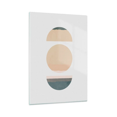 Obraz na szkle - Minimalistyczne geometryczne wzory w pastelowych kolorach - 50x70cm - Koło za kołem - Nowoczesna dekoracja ścienna do salonu, kuchni i sypialni ARTTOR