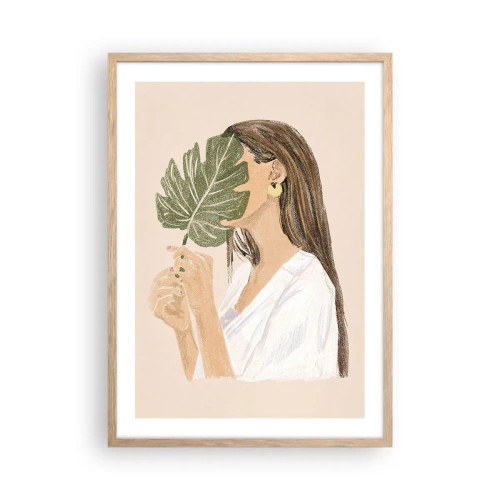 Plakat w ramie jasny dąb - Tajemniczy portret z wachlarzem - 50x70 cm