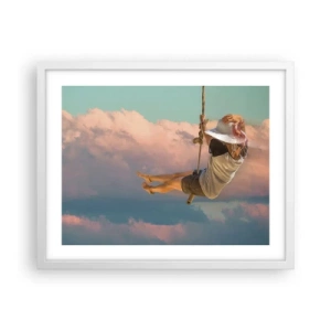 Plakat w białej ramie - Zabawa w obłokach - 50x40 cm