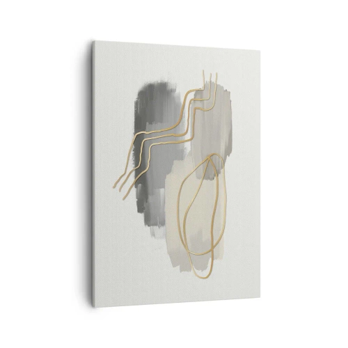 Obraz na płótnie - Abstrakcyjna kompozycja w odcieniach szarości i złota - 50x70cm - Trwanie i ruch - Nowoczesna dekoracja ścienna do salonu, kuchni i sypialni ARTTOR