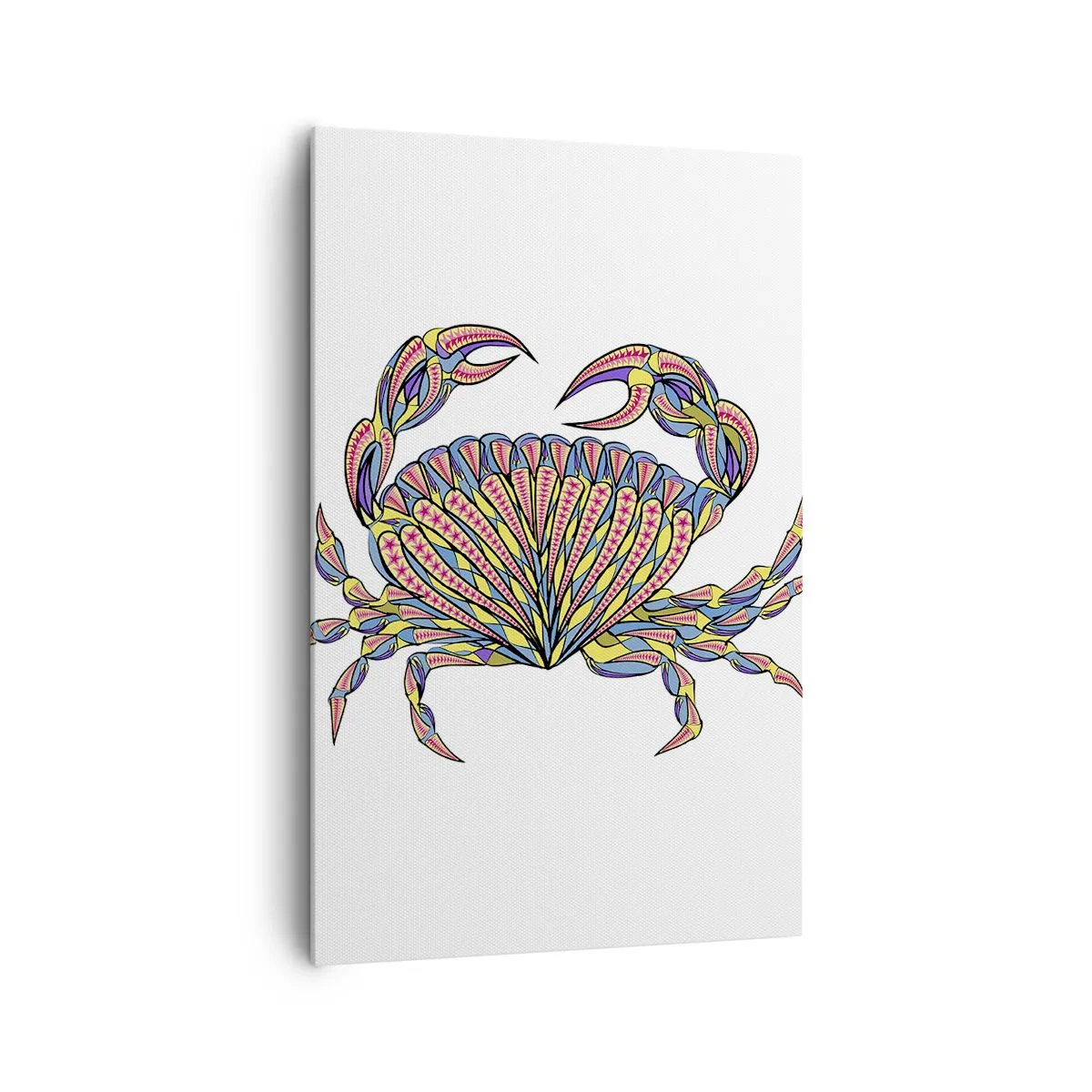 Obraz na płótnie - Kolorowy krab w artystycznym stylu - 80x120cm - Morska biżuteria - Nowoczesna dekoracja ścienna do salonu i sypialni ARTTOR