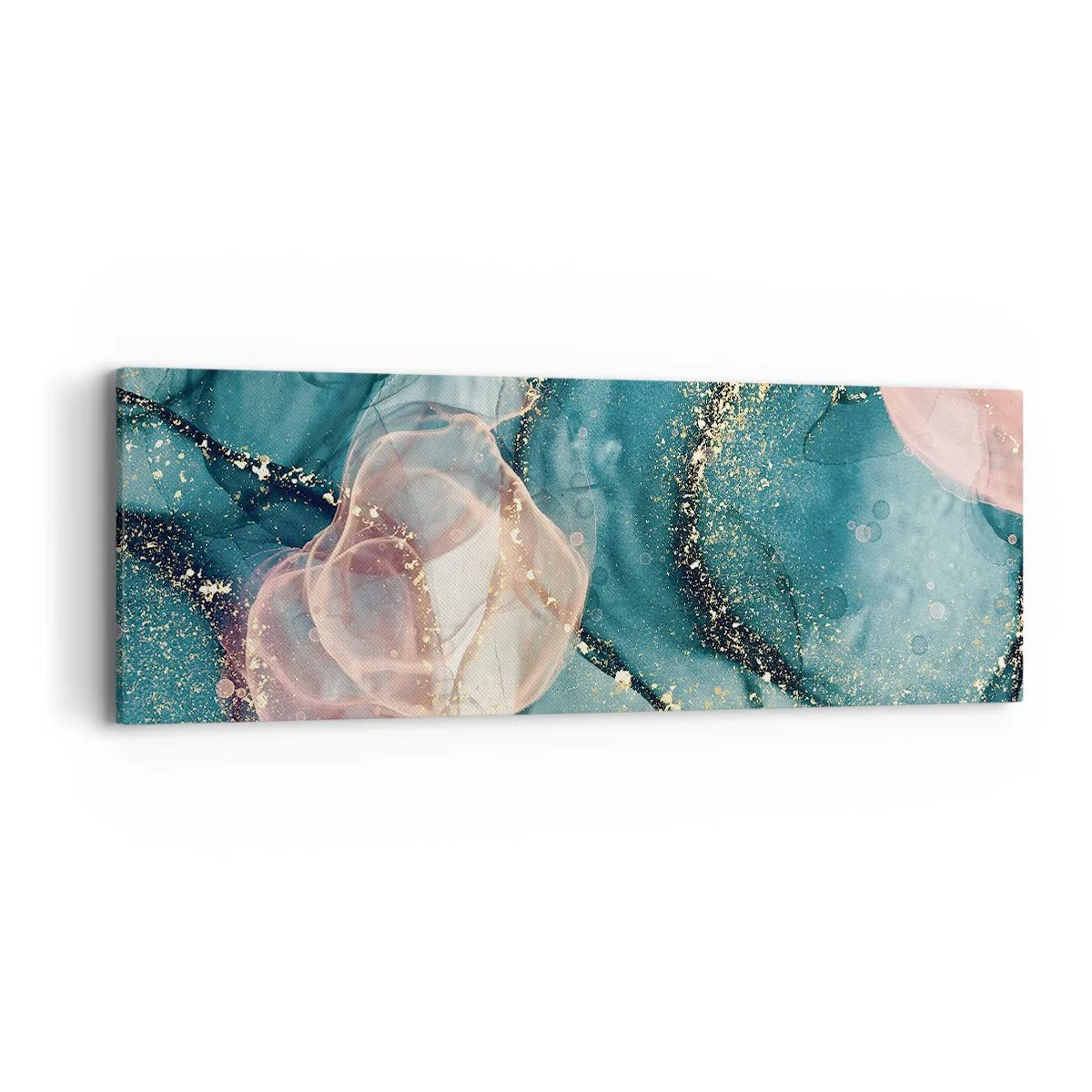Obraz na płótnie - Jedwabny błękit, tiulowy róż - 90x30 cm