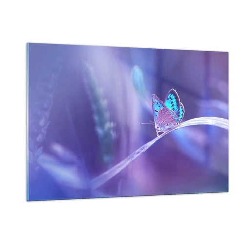 Obraz na szkle - Motyl na tle fioletowego światła - 120x80cm - Klejnot natury - Nowoczesna dekoracja ścienna do salonu, kuchni i sypialni ARTTOR