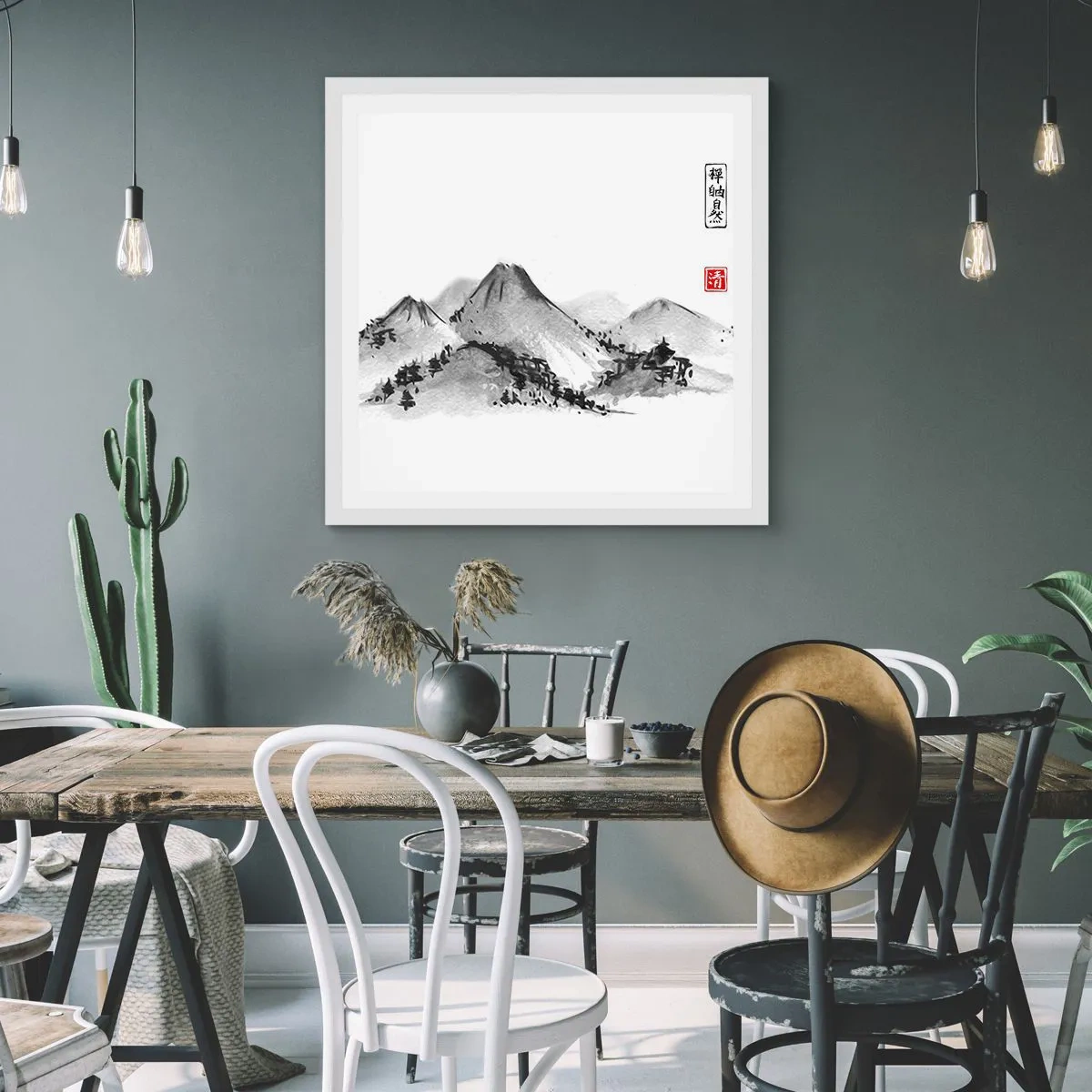 Plakat w białej ramie - Za dalą dal - 40x40 cm