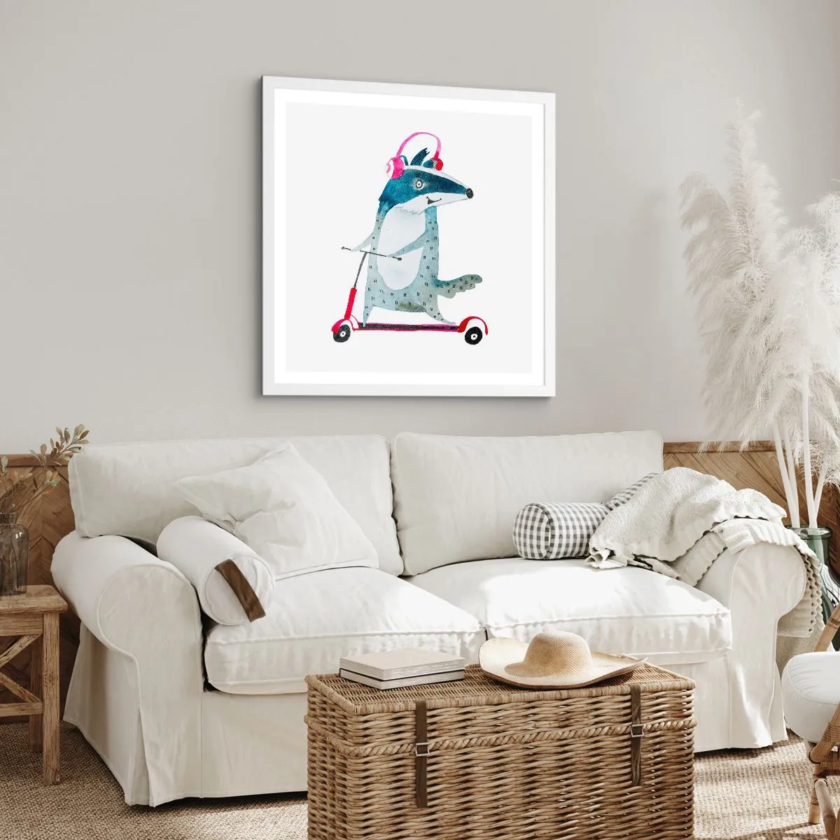 Plakat w białej ramie - Borsucze radości - 30x30 cm