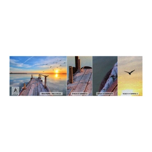 Fototapeta Próbka Premium Sand - Iść przed siebie ku słońcu - Krajobraz, Jezioro, Drewniany Pomost - 100x30 cm