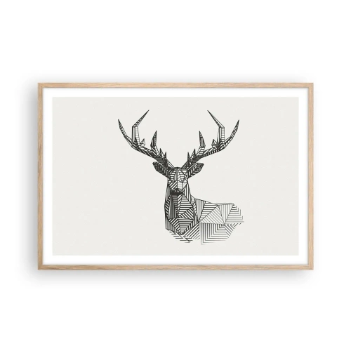 Plakat w ramie jasny dąb - Jeleń w kubistycznym stylu - 91x61 cm