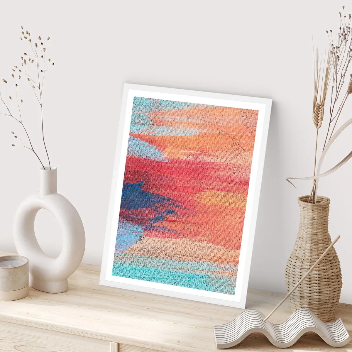 Plakat w białej ramie - Spłynąć tęczą - 30x40 cm