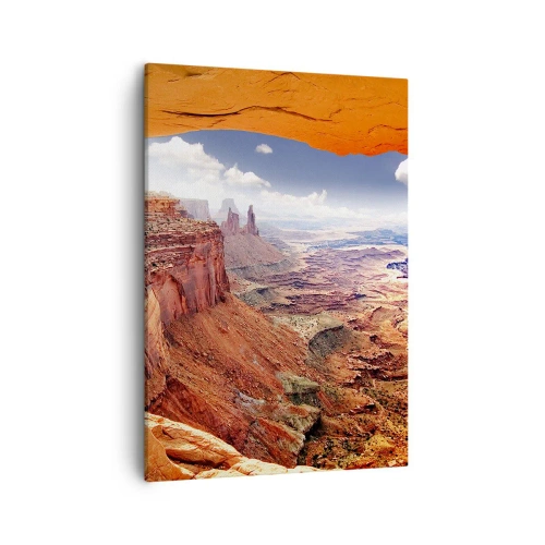 Obraz na płótnie - Malowniczy widok na kanion i skalne formacje - 50x70cm - Wyrzeźbione przez samą naturę - Nowoczesna dekoracja ścienna do salonu, kuchni i sypialni ARTTOR