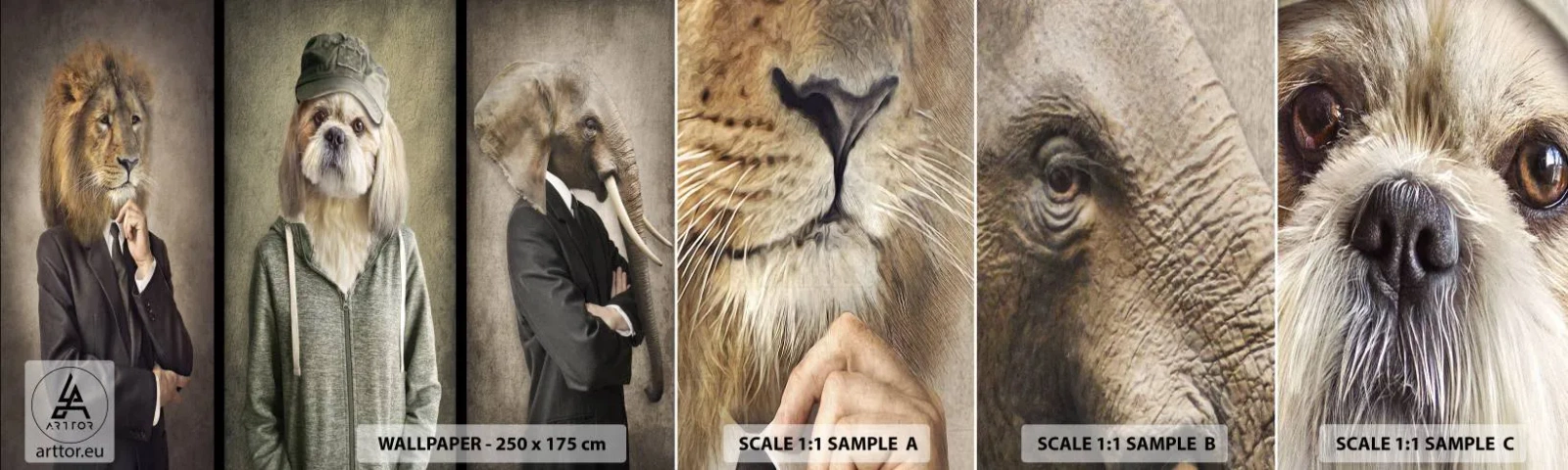 Fototapeta Próbka Samoprzylepna Deluxe Sticker - Wolę luzik - Abstrakcja, Lew, Pies - 100x30 cm