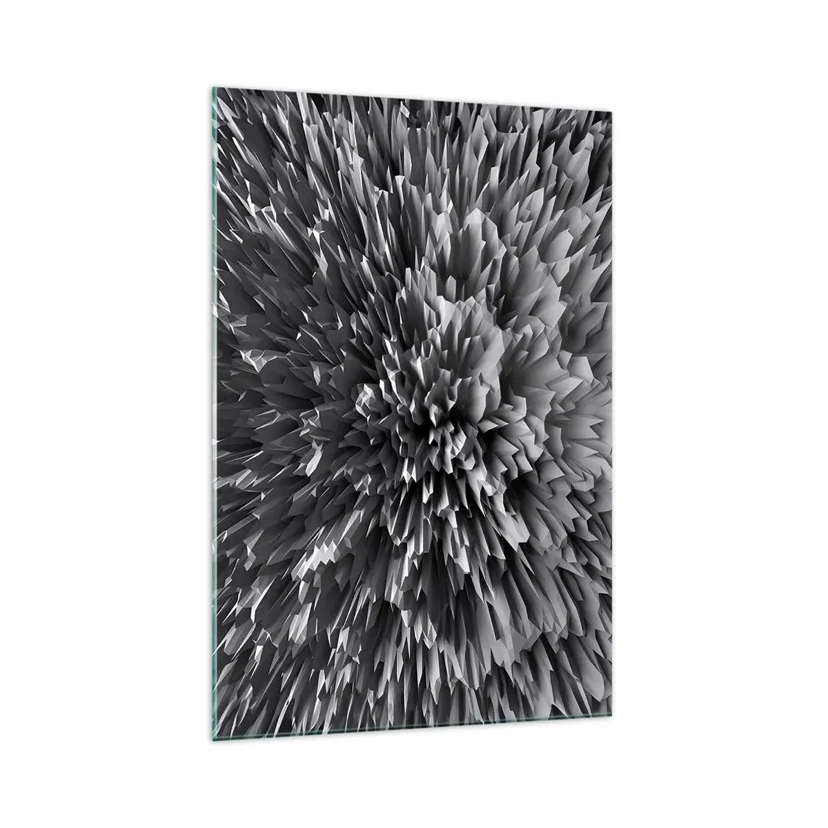 Obraz na szkle - Abstrakcyjna struktura w odcieniach szarości - 70x100cm - Już ostrzej się nie da - Nowoczesna dekoracja ścienna do salonu i sypialni ARTTOR